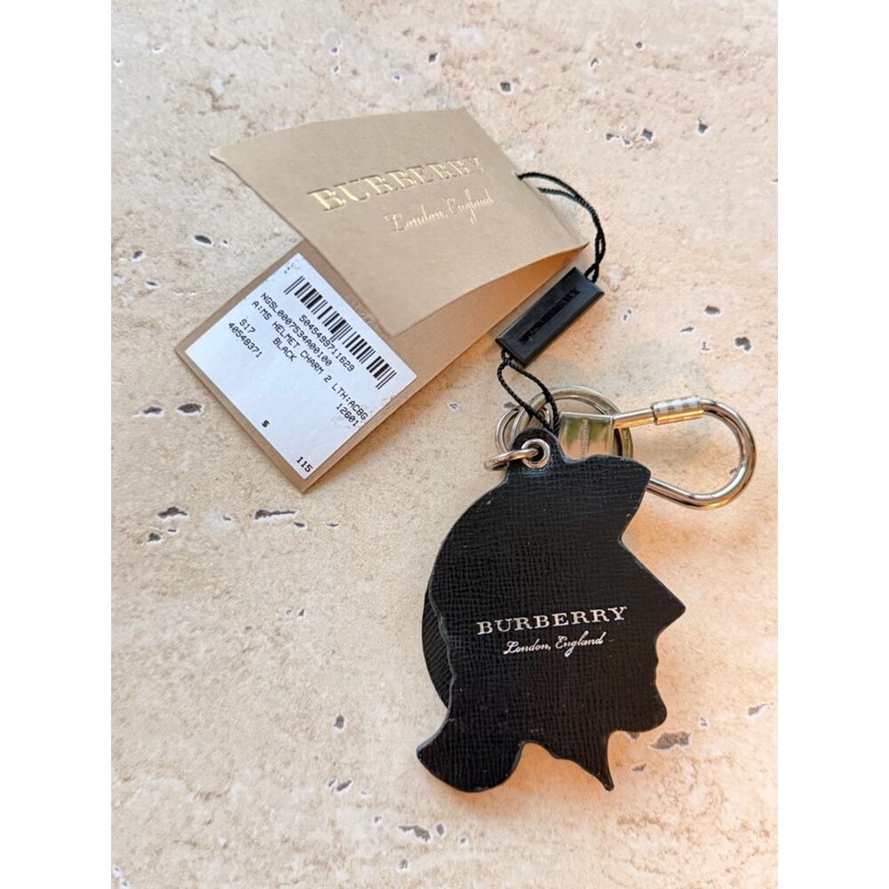 NWT Burberry Helmet Charm Black and White Keychain with Silver Hardware - Picture 6 of 8